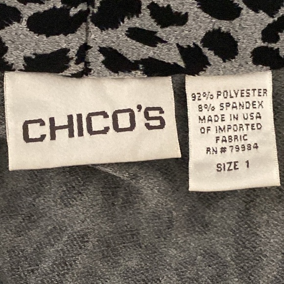 Chico's Black and White Animal Print Wrap Sundress V-Neck Long Sleeve size 1 M - Picture 7 of 8